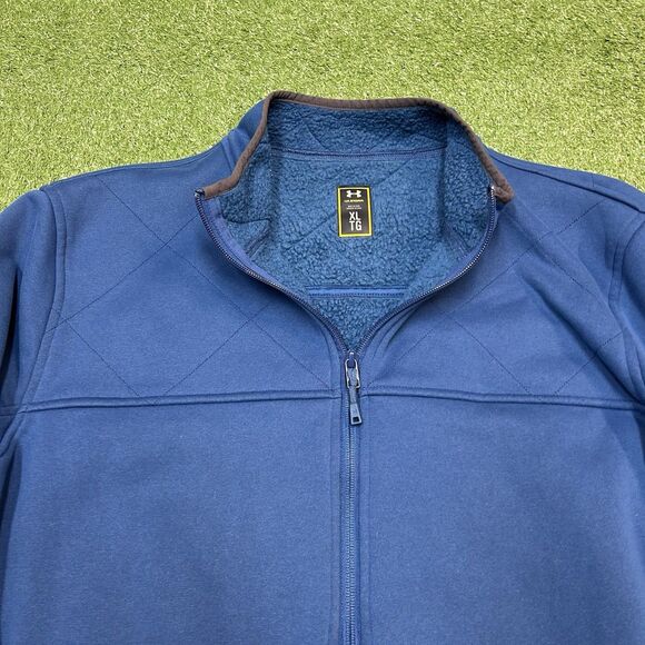 Under Armour Storm Jacket Mens Size XL Full Zip Fleece Teal Blue Pockets Soft - Picture 5 of 8